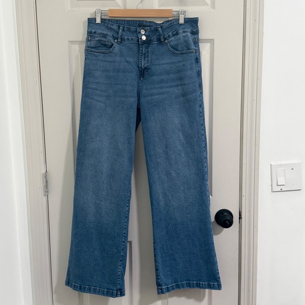 Curve Appeal Wide Leg Jeans Womens 10/30 Blue High Rise Boho Streetwear‎ Casual